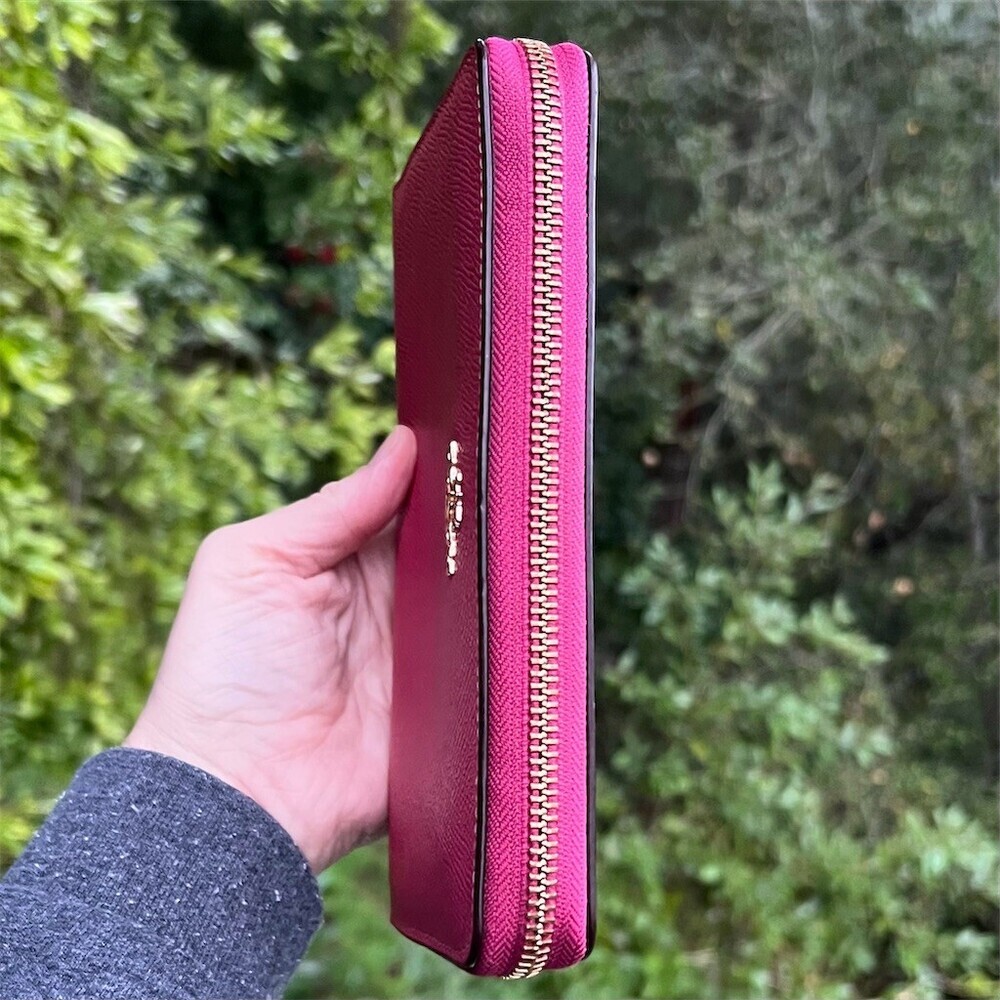 COACH Long Zip-Around Wallet PINK Smooth Leather w GOLD Hardware AUTHENTIC - Picture 7 of 11